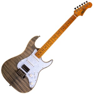 Jet Guitars JS-450 TBK Flame Top / Roasted Maple HSS - Transparent Black